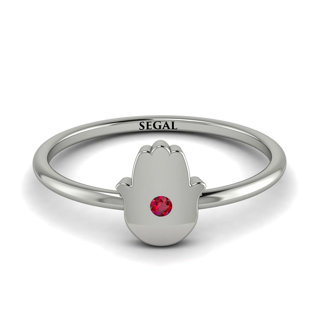 Minimalist Ruby Hamsah Ring - Linda No. 12