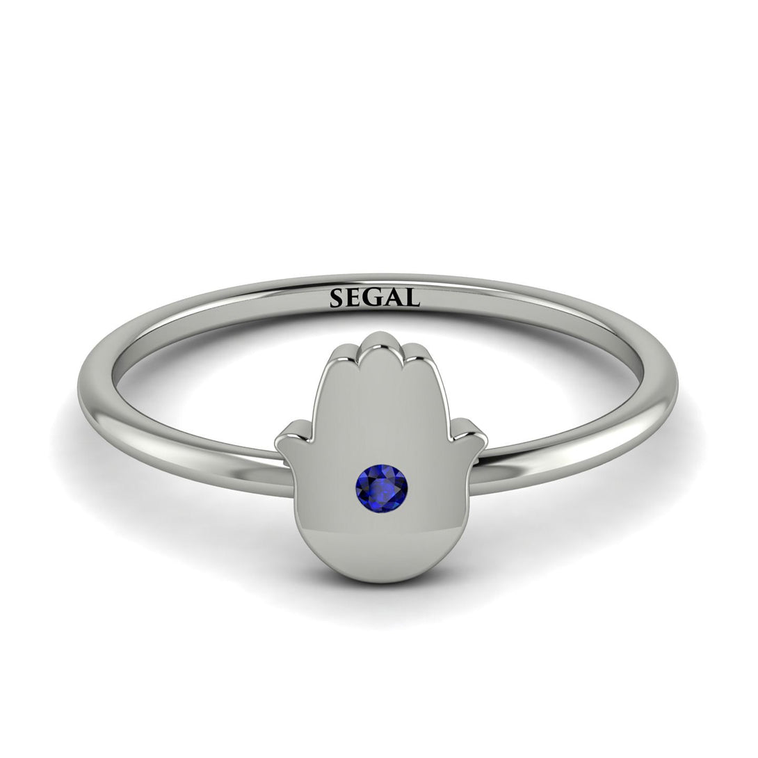 Minimalist Sapphire Hamsah Ring - Linda No. 15