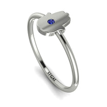 Minimalist Sapphire Hamsah Ring - Linda No. 15 image 1