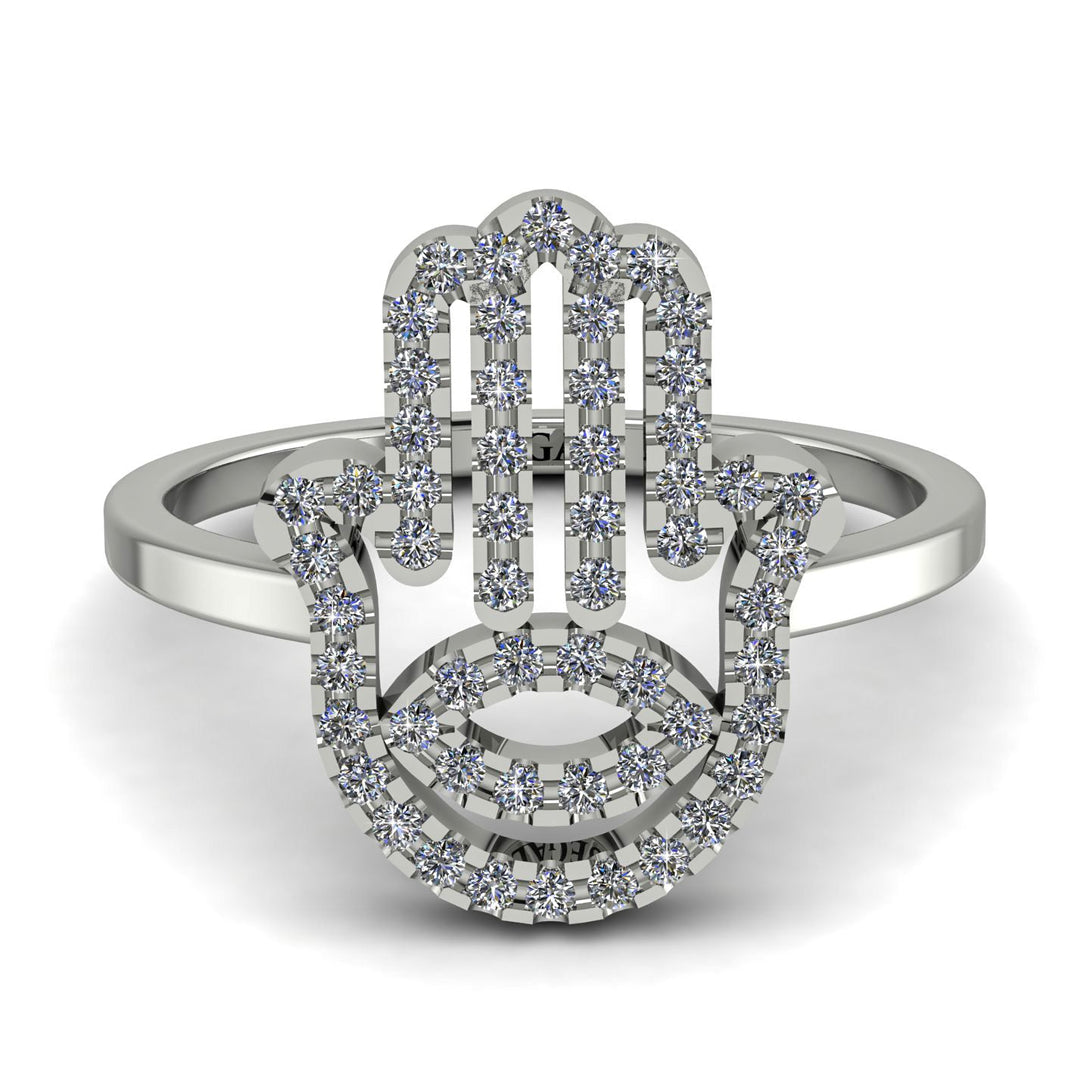 Glamorous Hamsa Diamond Ring - Meredith No. 3