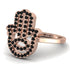 Glamorous Hamsa Black Diamond Ring - Meredith No. 8