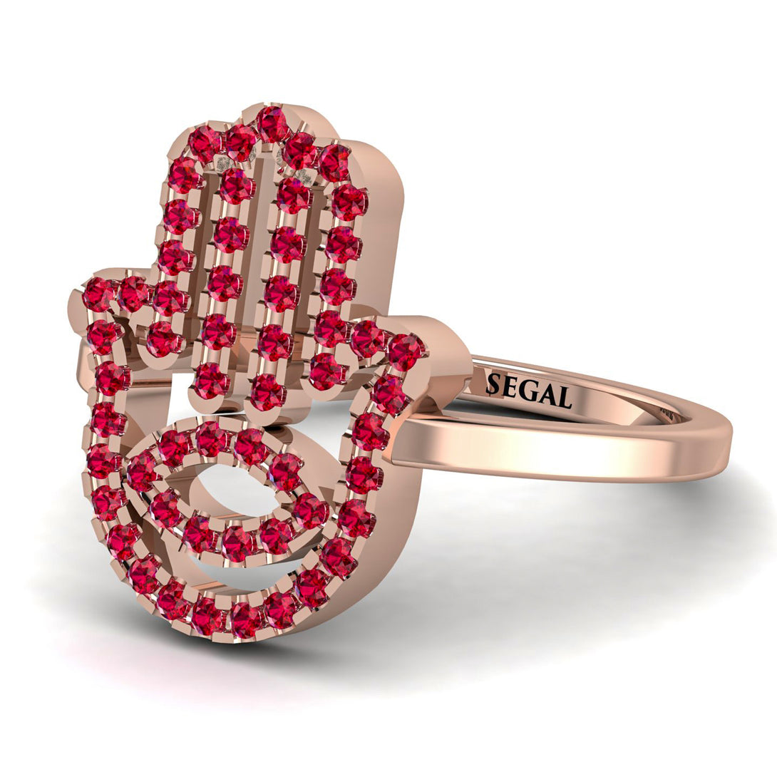 Glamorous Hamsa Ruby Ring - Meredith No. 11