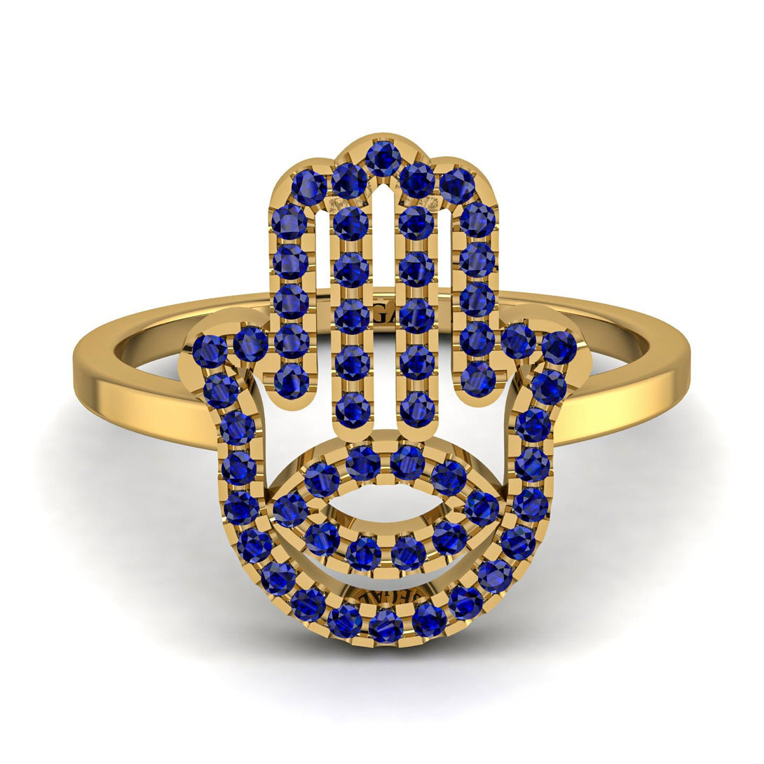 Glamorous Hamsa Sapphire Ring - Meredith No. 13