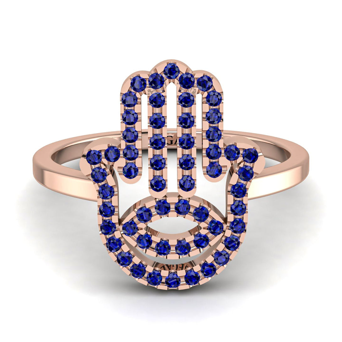 Glamorous Hamsa Sapphire Ring - Meredith No. 14