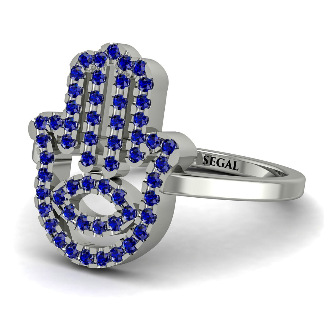 Glamorous Hamsa Sapphire Ring - Meredith No. 15
