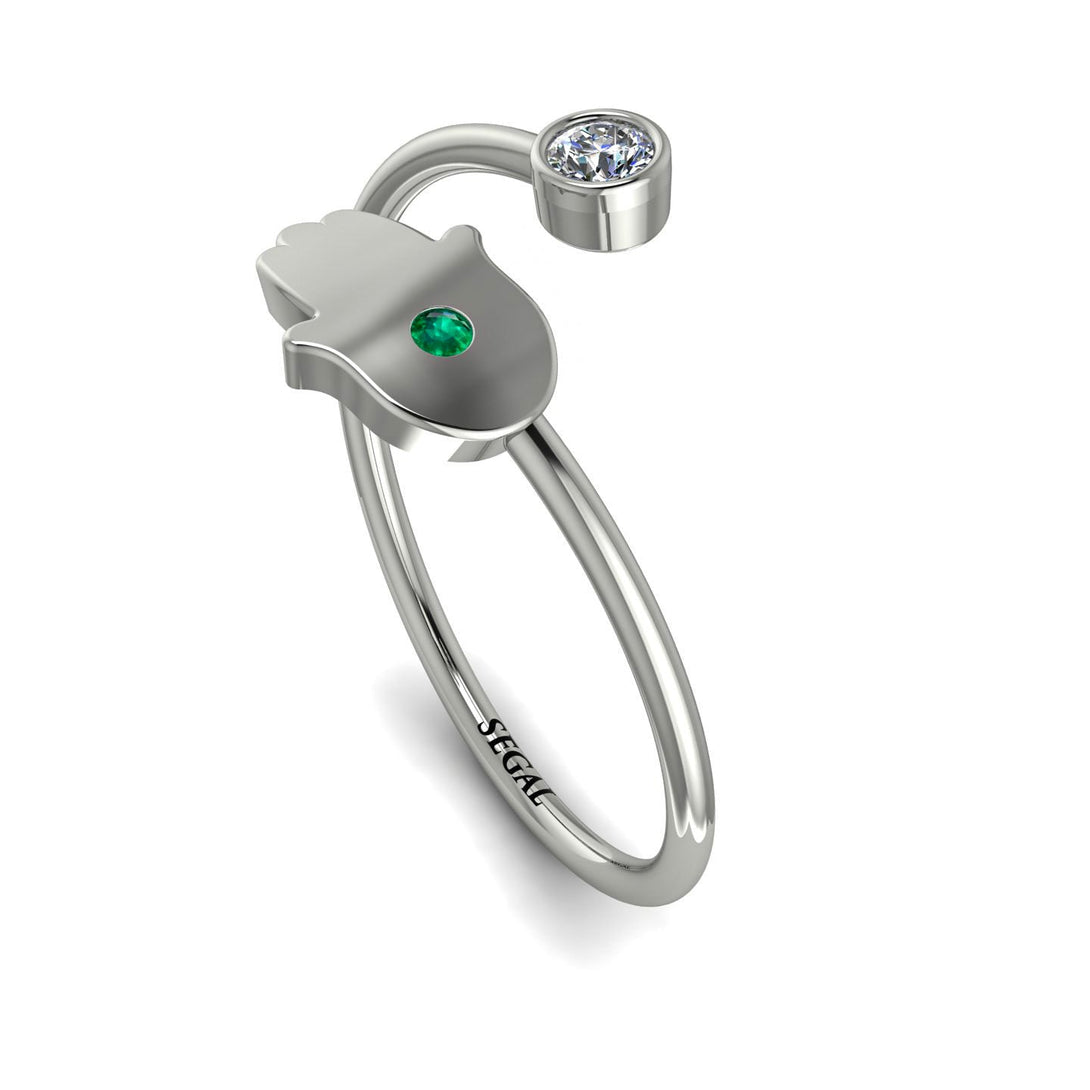 Delicate Minimalist Hamsa Ring - Elyse No. 18