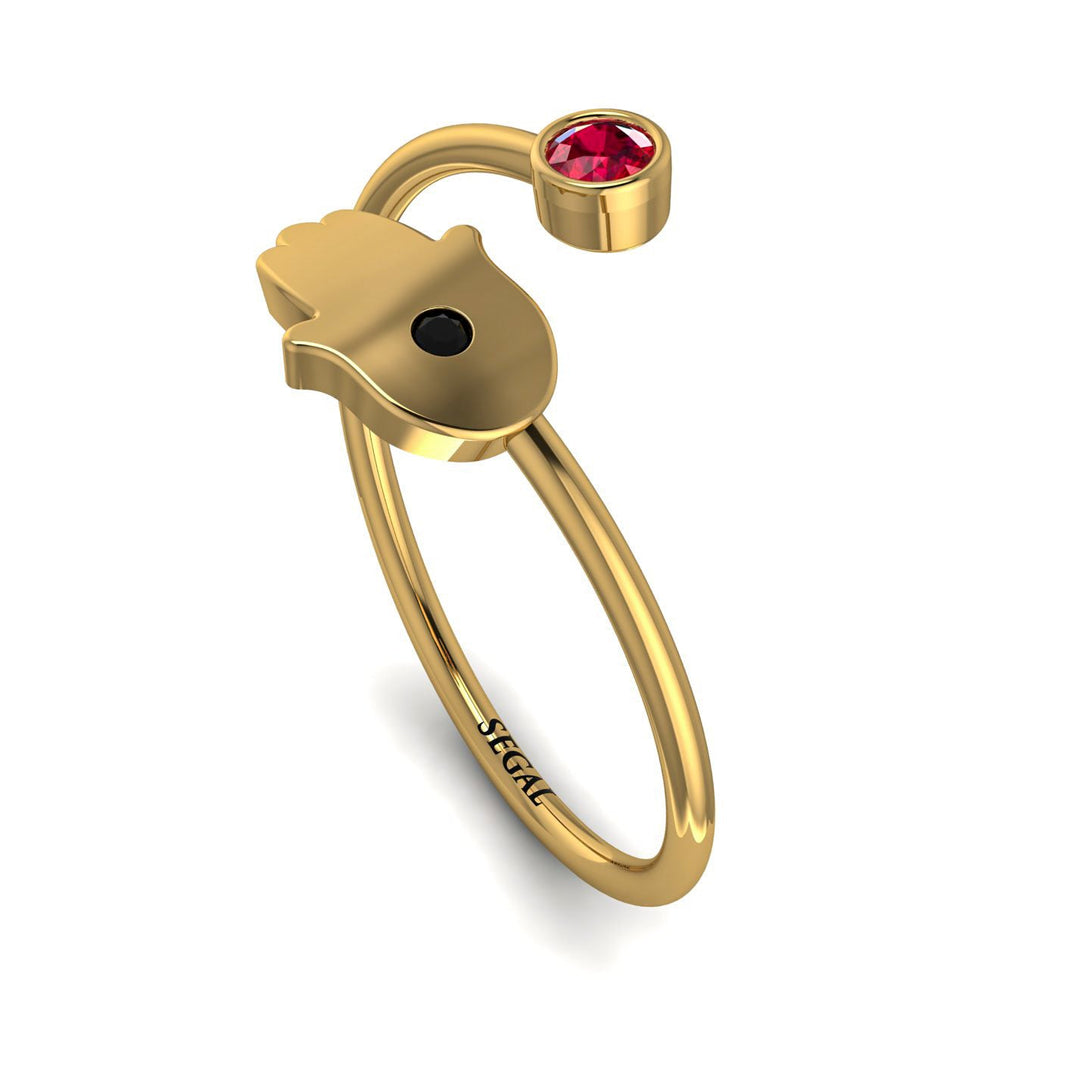 Delicate Minimalist Hamsa Ring - Elyse No. 40