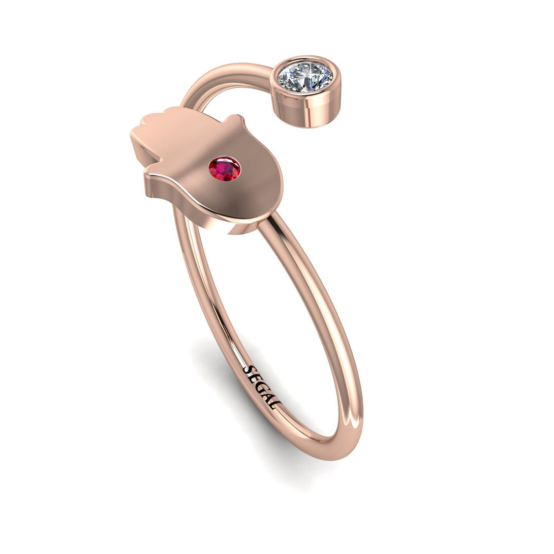 Delicate Minimalist Hamsa Ring - Elyse No. 47
