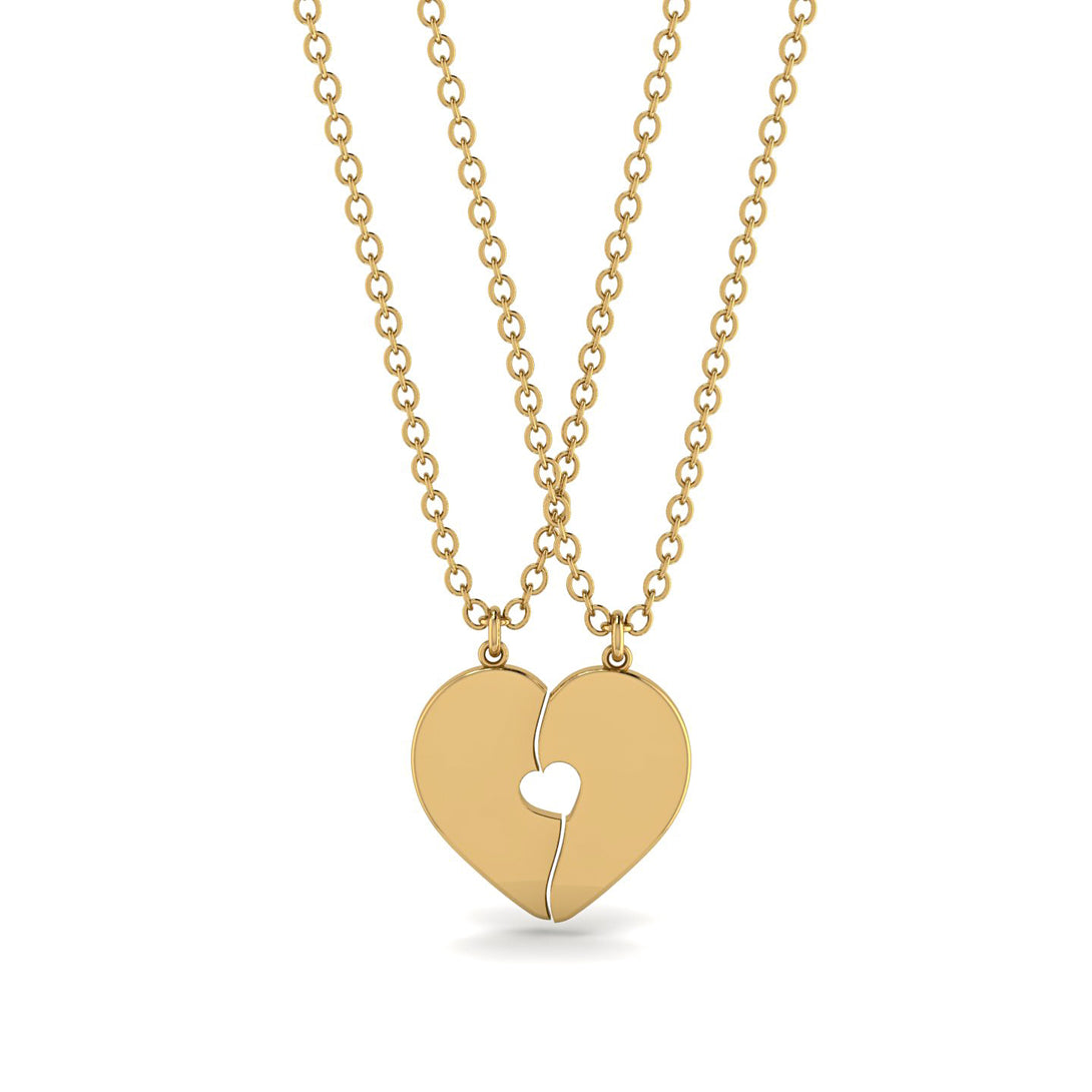 Two Half Heart Gold Couple Necklace - Denise No. 1