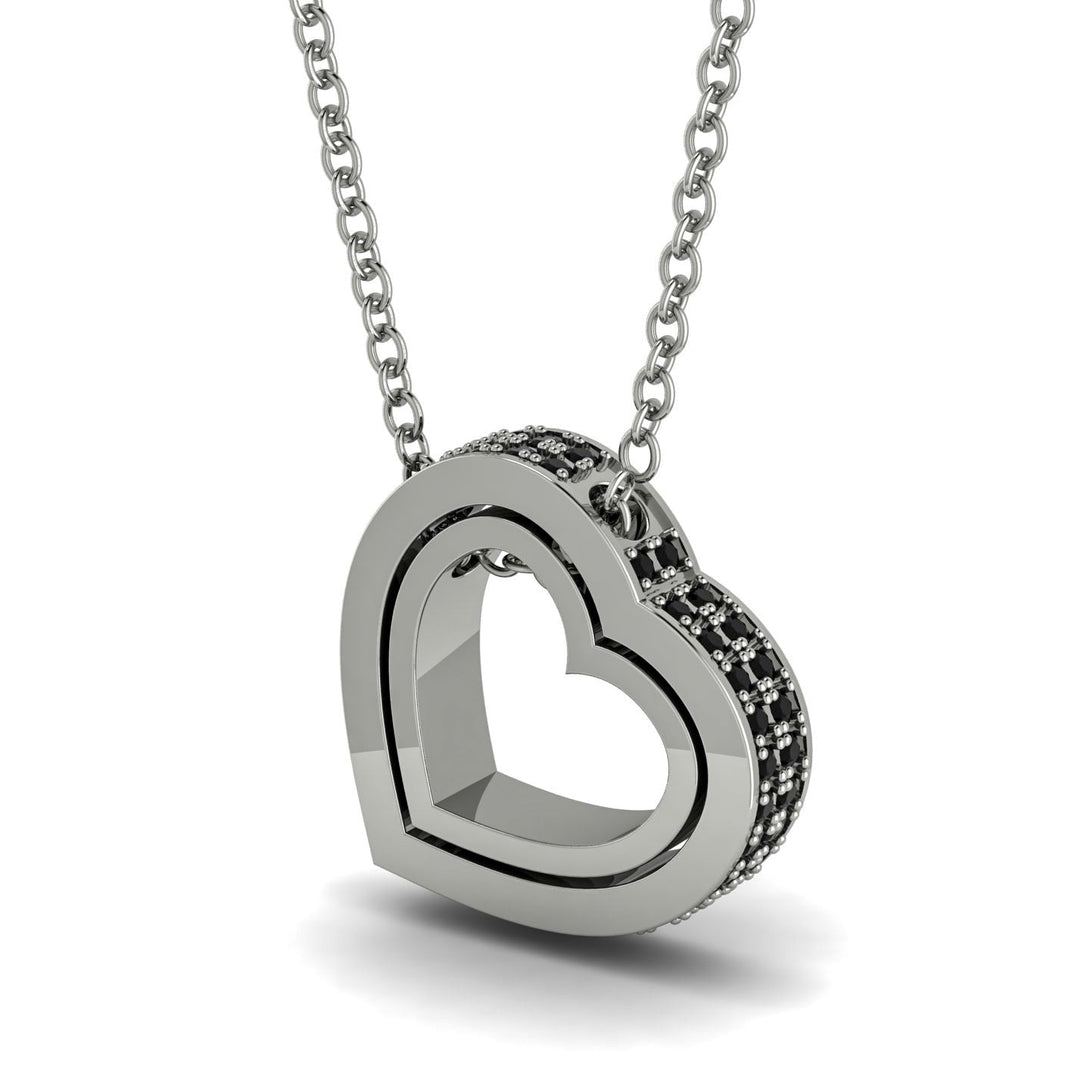 Hidden Black Diamonds Heart Pendant - Kristen No. 9