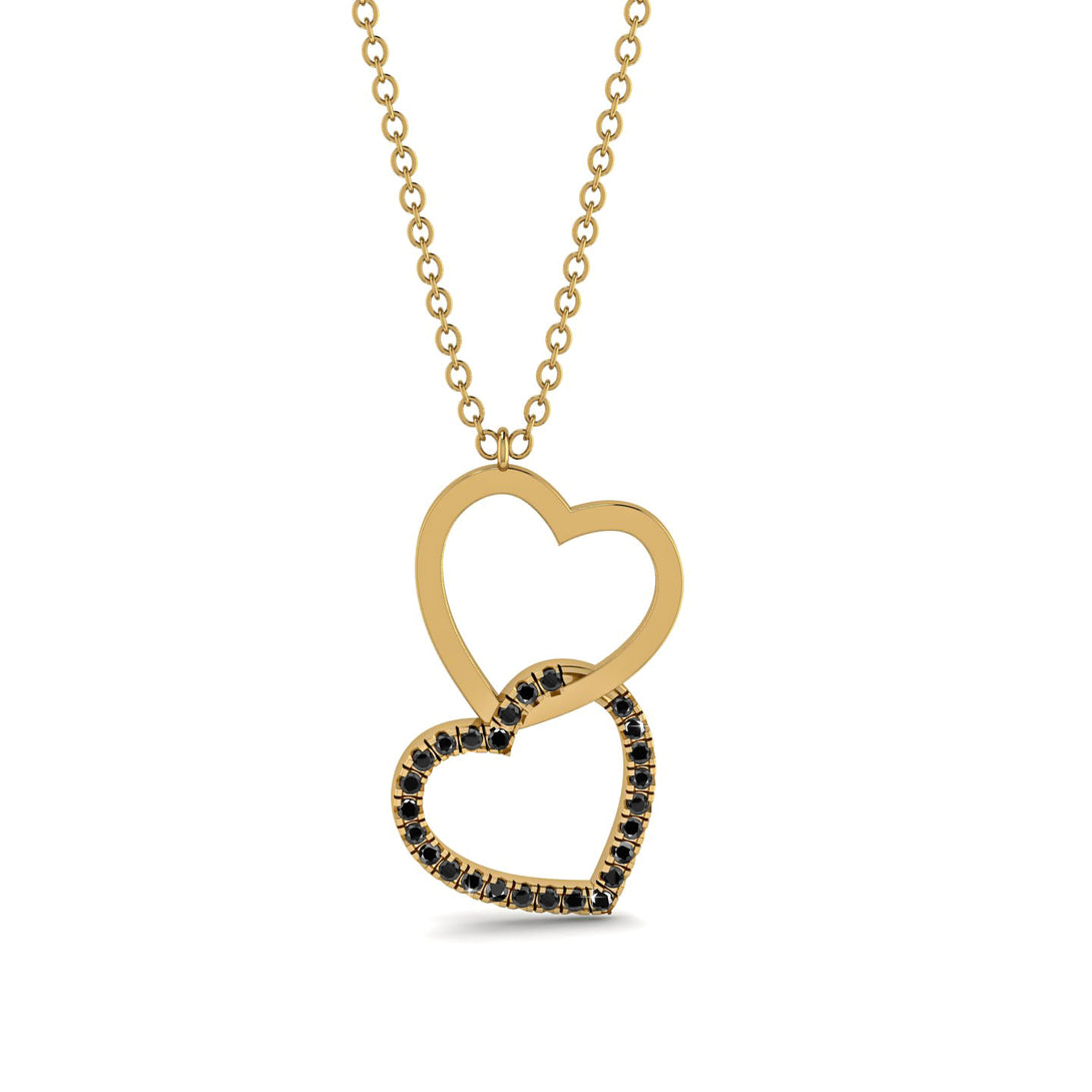 Interlocked Hearts Black Diamond Necklace - Wendy No. 7