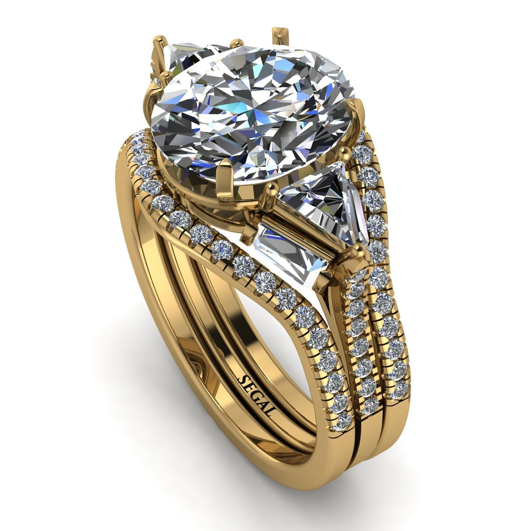 Glamorous diamond Oval Hidden Diamonds Bridal Set - Rosalie No. 1