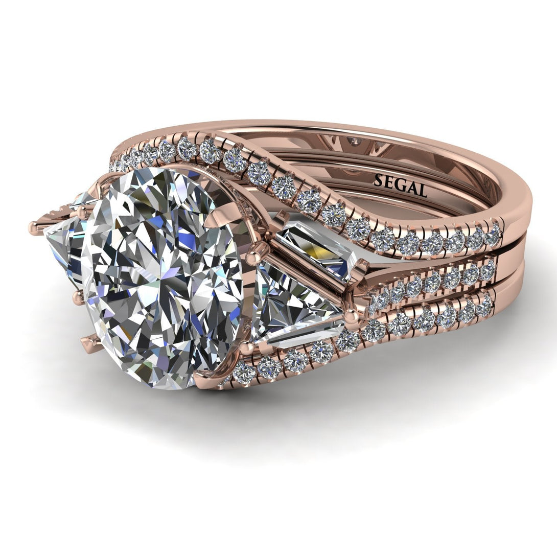 Glamorous diamond Oval Hidden Diamonds Bridal Set - Rosalie No. 2