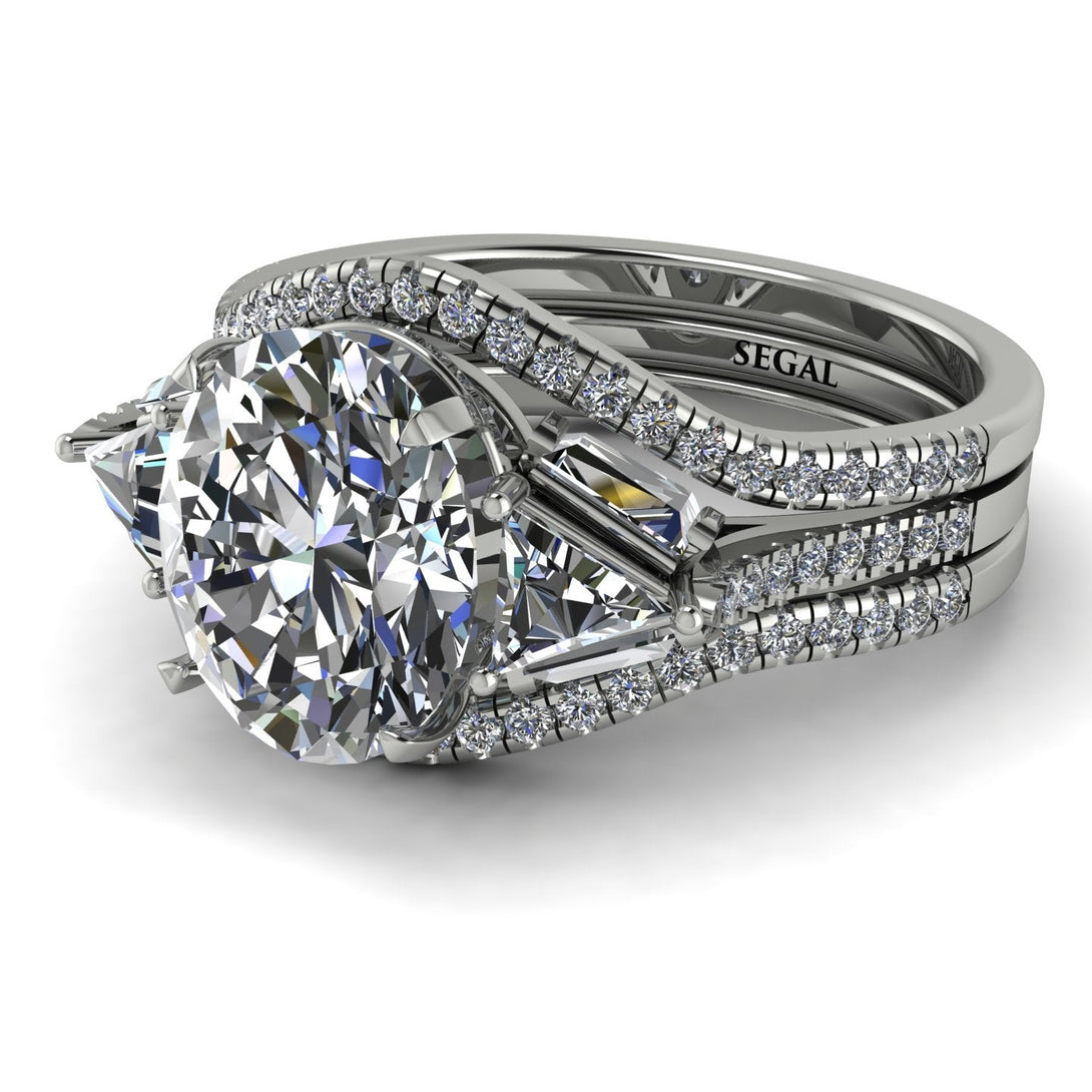 Glamorous diamond Oval Hidden Diamonds Bridal Set - Rosalie No. 3