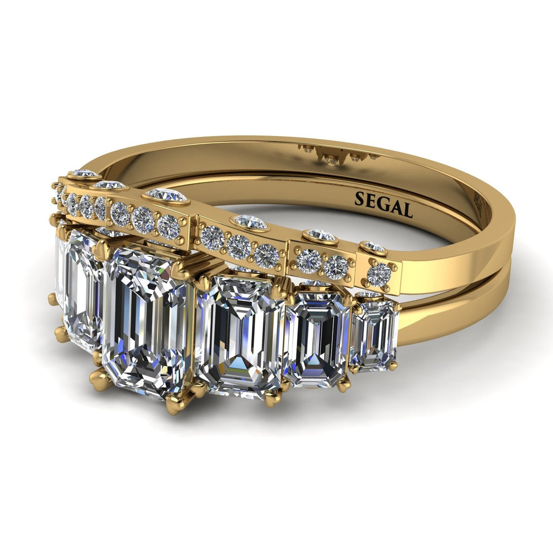 Emerald Cut diamond Bridal Set With Hidden Diamonds - Brynlee No. 1