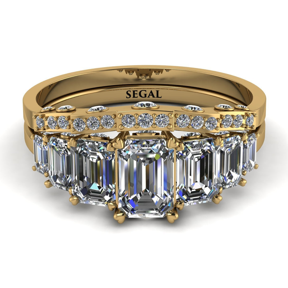 Emerald Cut diamond Bridal Set With Hidden Diamonds - Brynlee No. 1