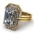 Halo Emerald Cut diamond Bridal Set With Hidden Diamonds - Rowan No. 1