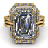 Halo Emerald Cut diamond Bridal Set With Hidden Diamonds - Rowan No. 1 image 2