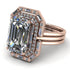 Halo Emerald Cut diamond Bridal Set With Hidden Diamonds - Rowan No. 2