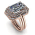 Halo Emerald Cut diamond Bridal Set With Hidden Diamonds - Rowan No. 2