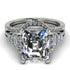 Emerald Cut diamond Bridal Set Hidden Round Diamonds - Sawyer No. 3