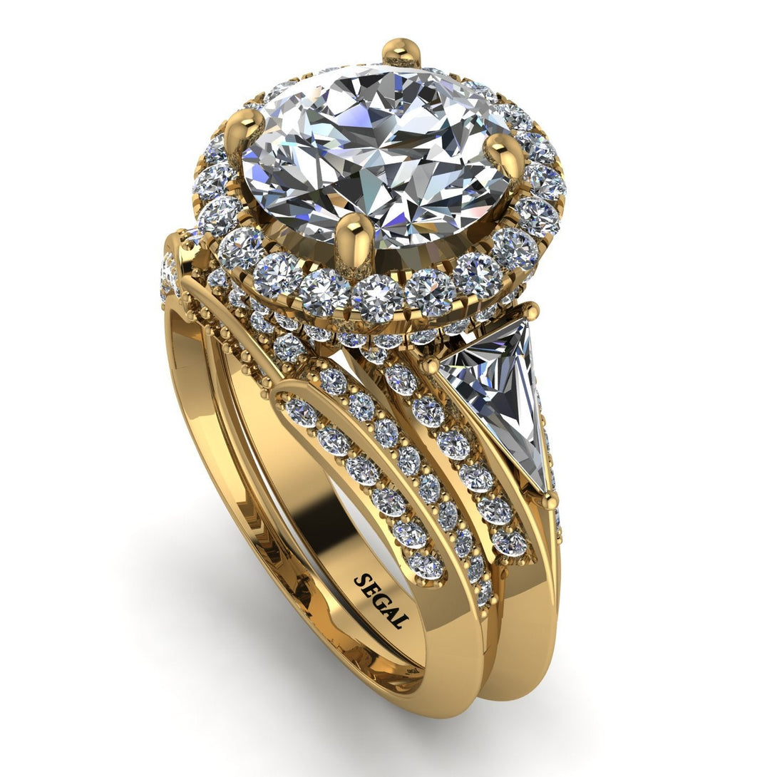 Glamorous Halo diamond Hidden Diamonds Bridal Set - Joanna No. 1