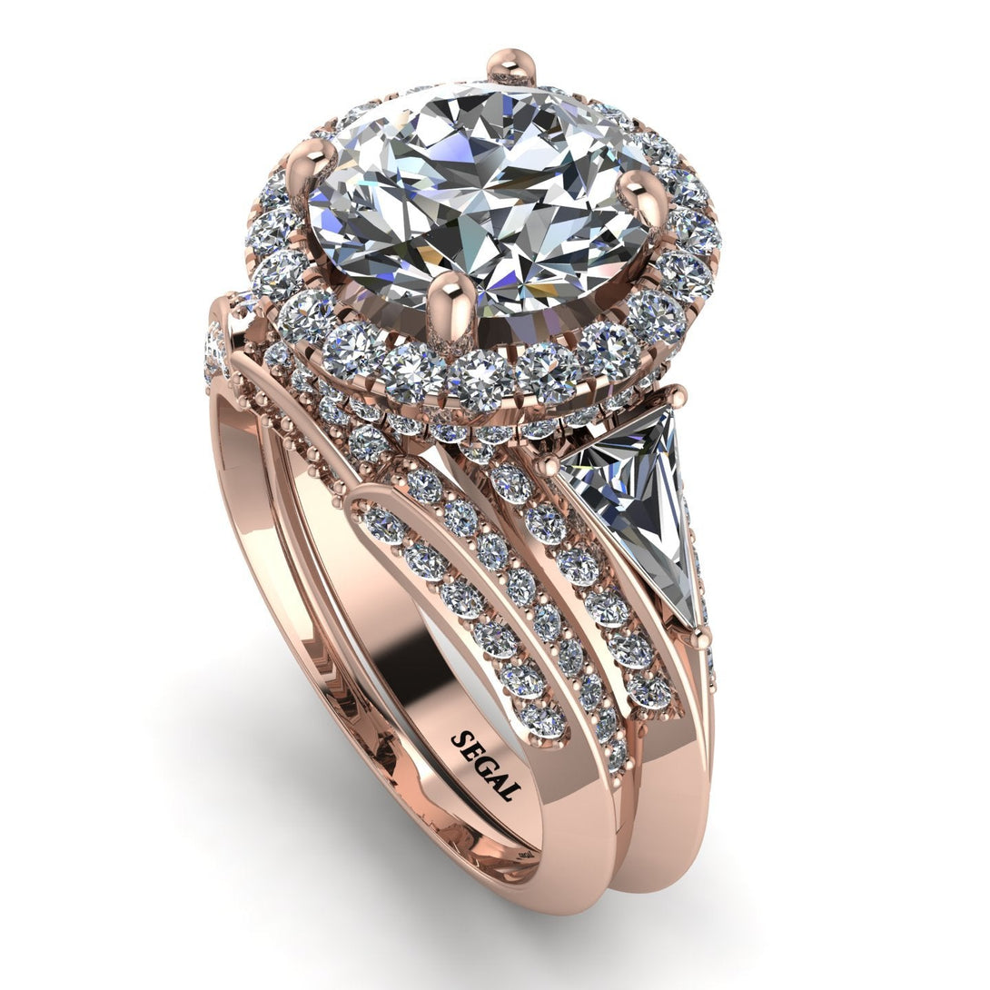 Glamorous Halo diamond Hidden Diamonds Bridal Set - Joanna No. 2