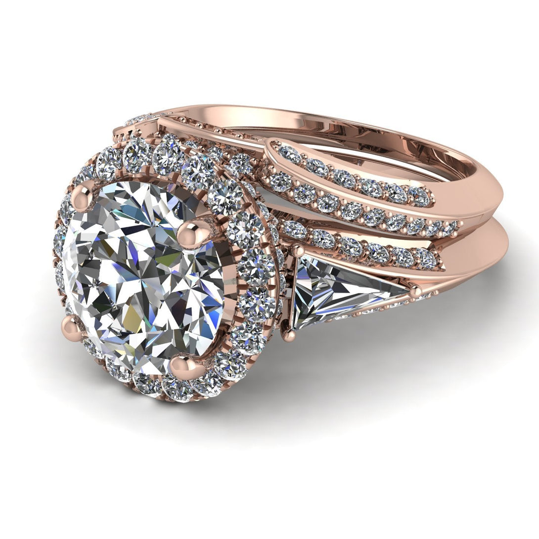 Glamorous Halo diamond Hidden Diamonds Bridal Set - Joanna No. 2