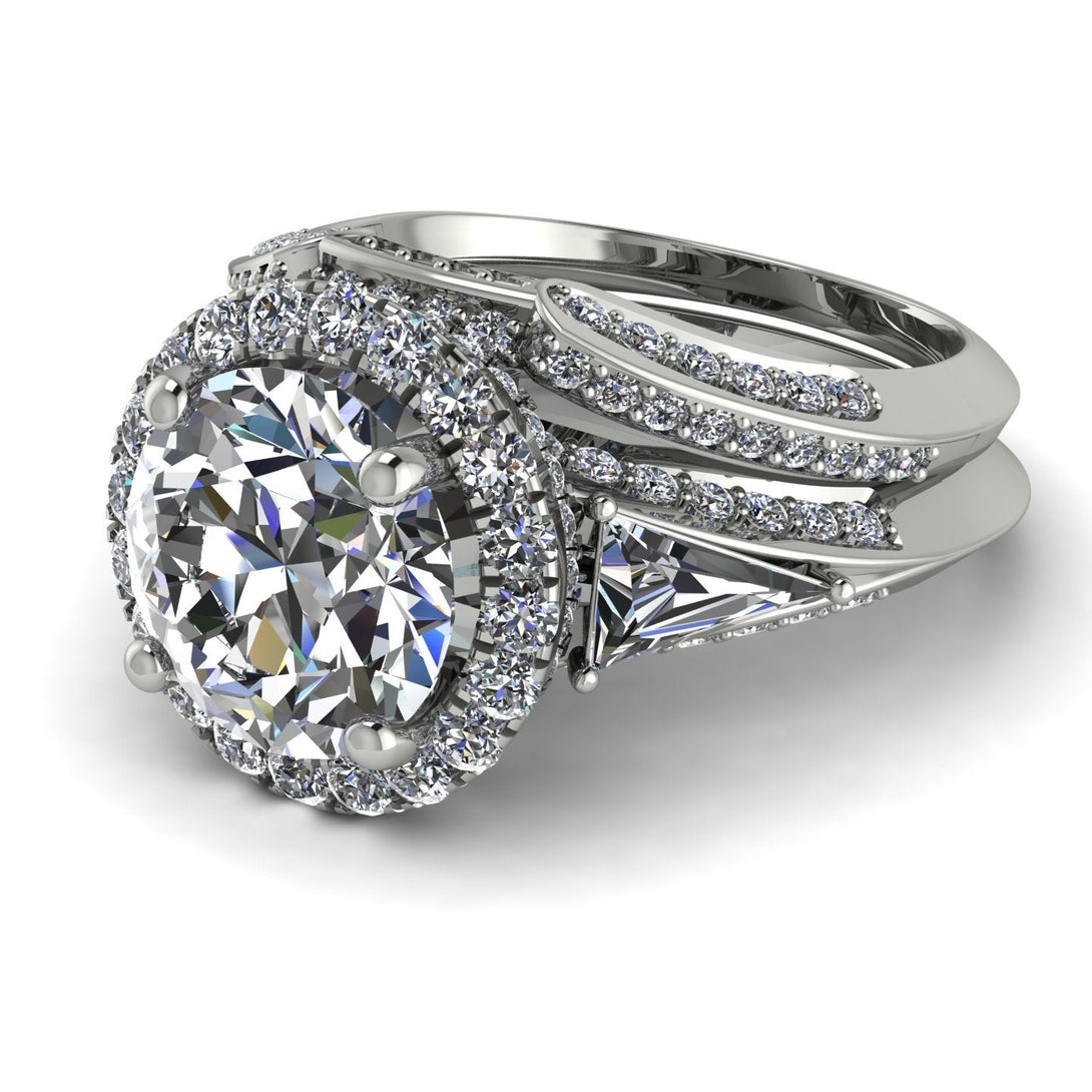 Glamorous Halo diamond Hidden Diamonds Bridal Set - Joanna No. 3