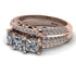 3 Stones Princess diamond Bridal Set - Rebecca No. 2