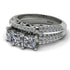 3 Stones Princess diamond Bridal Set - Rebecca No. 3