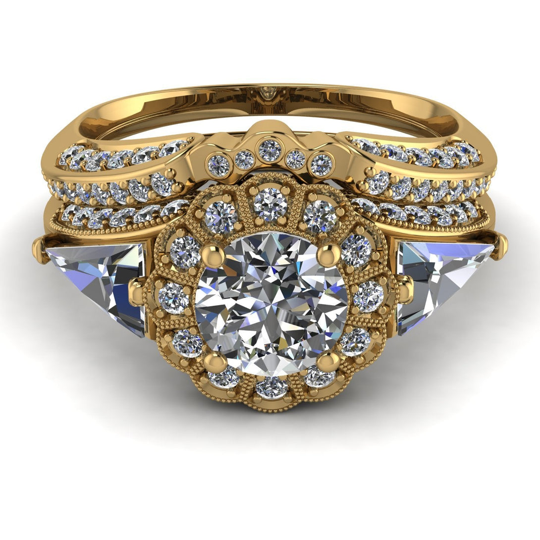 Vintage Hidden Halo diamond Bridal Set - Ana No. 1