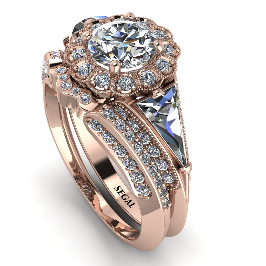 Vintage Hidden Halo diamond Bridal Set - Ana No. 2