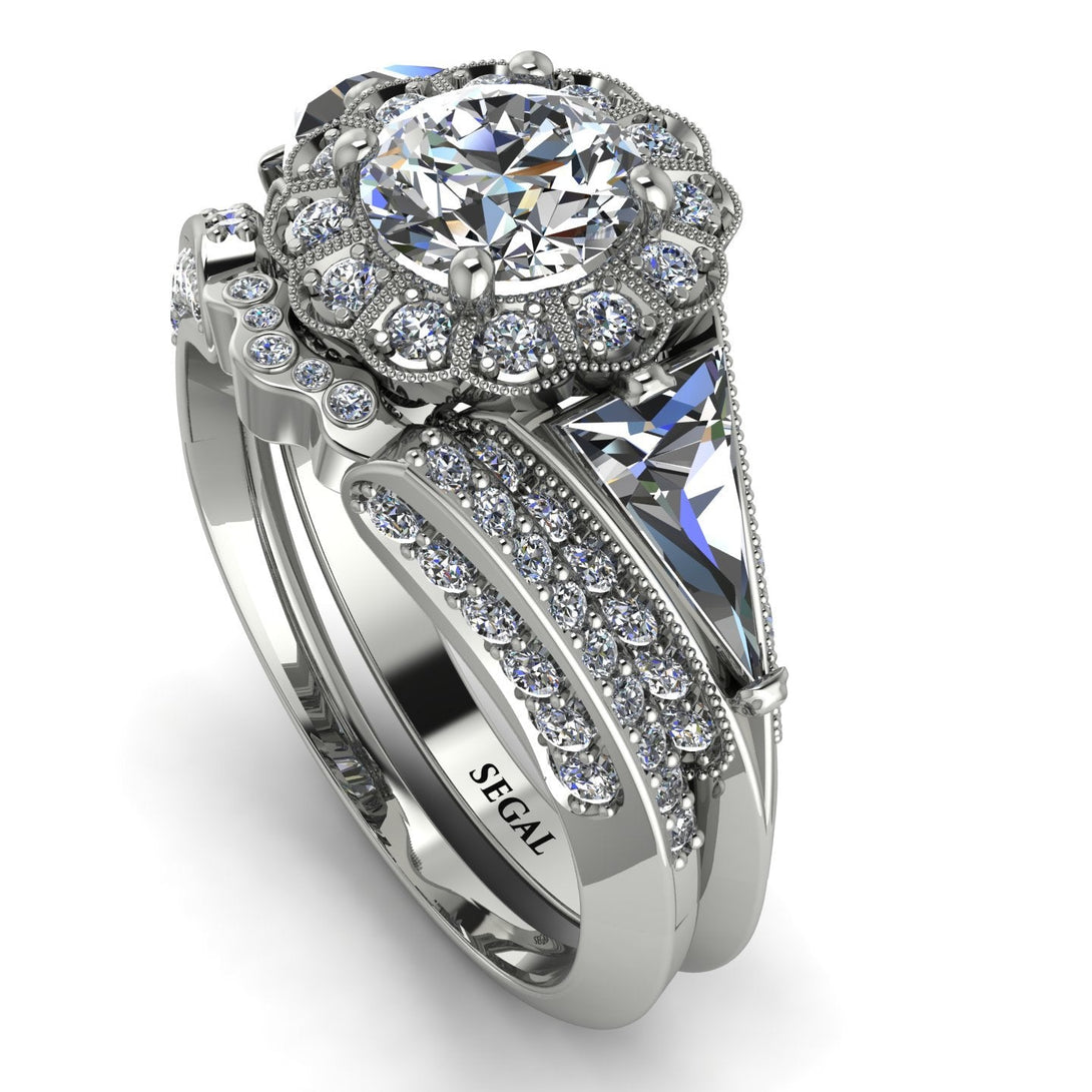 Vintage Hidden Halo diamond Bridal Set - Ana No. 3