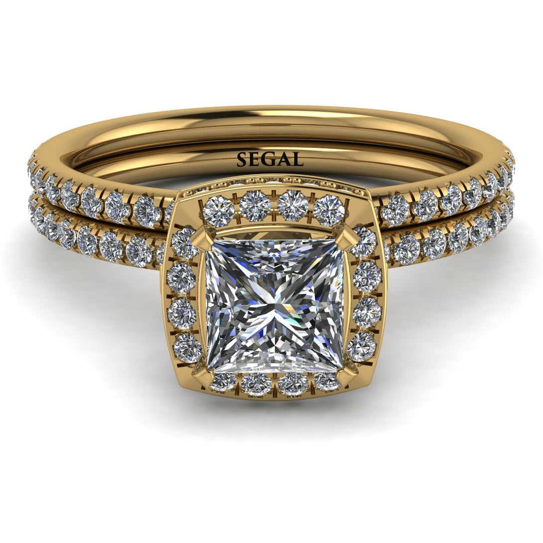 Hidden Double Halo Princess diamond Bridal Set - Georgia No. 1
