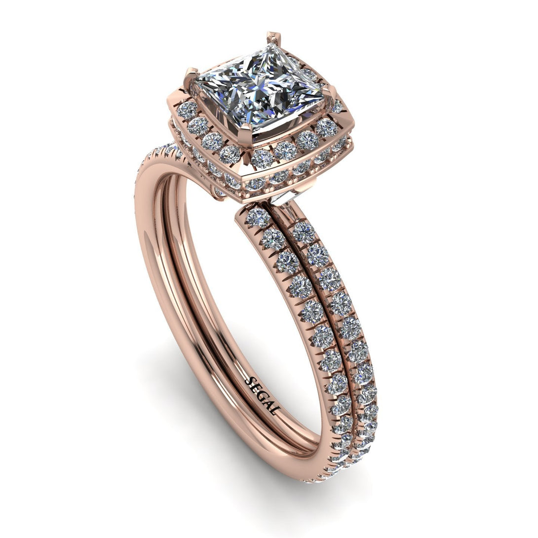 Hidden Double Halo Princess diamond Bridal Set - Georgia No. 2