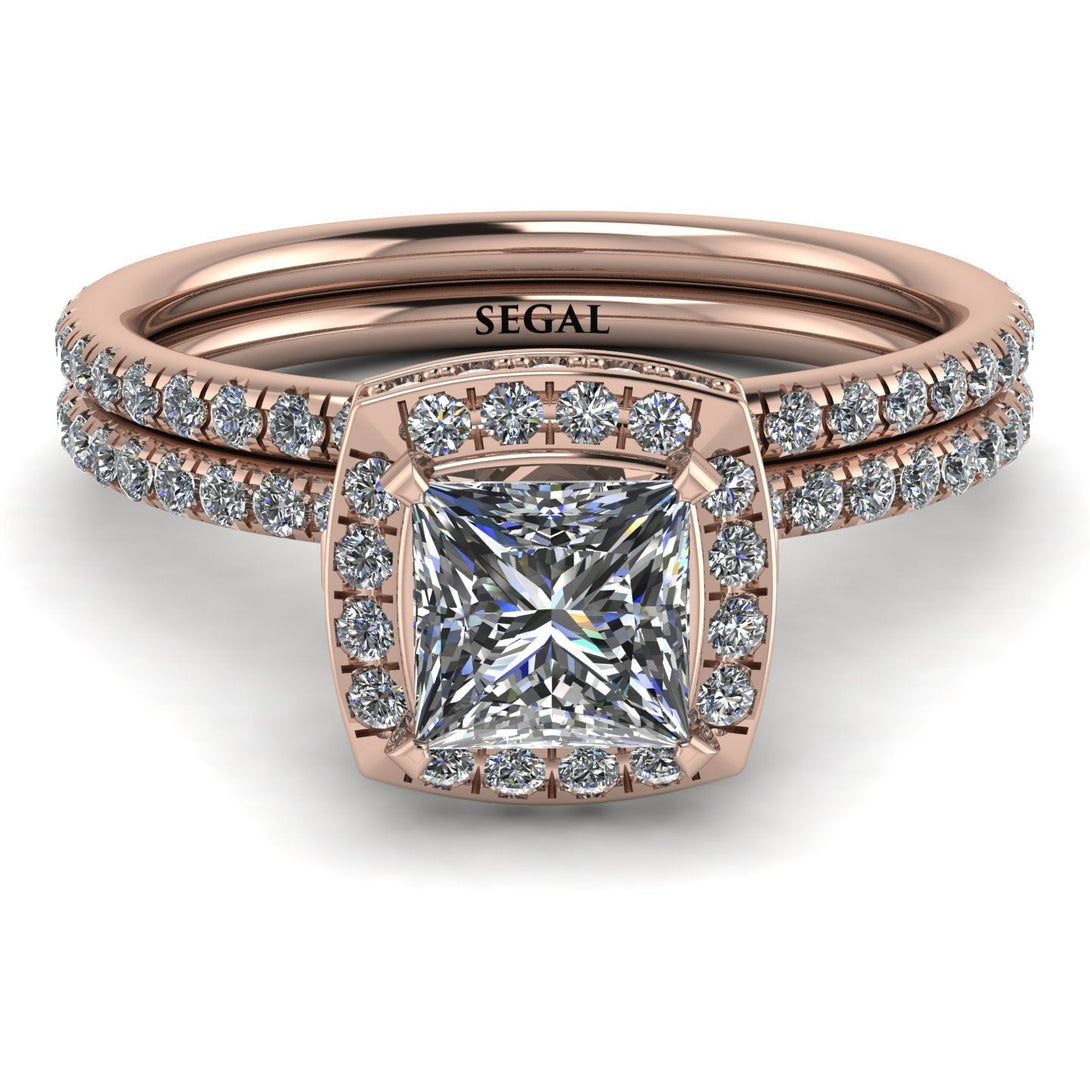 Hidden Double Halo Princess diamond Bridal Set - Georgia No. 2