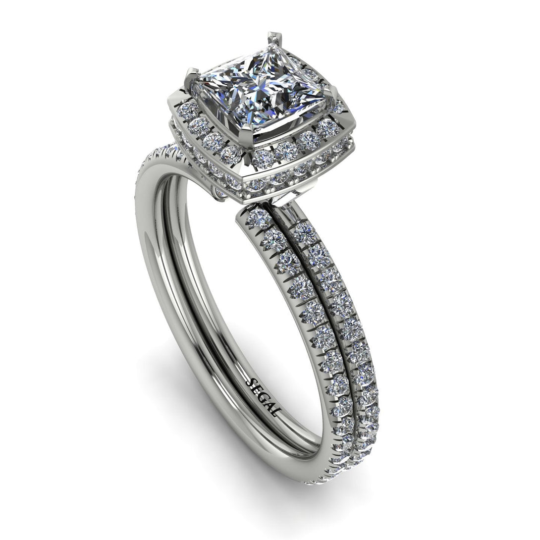 Hidden Double Halo Princess diamond Bridal Set - Georgia No. 3