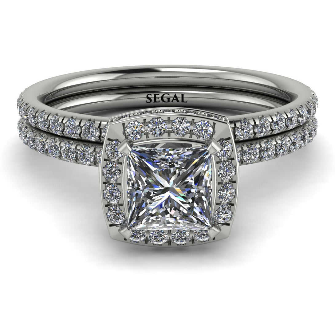 Hidden Double Halo Princess diamond Bridal Set - Georgia No. 3