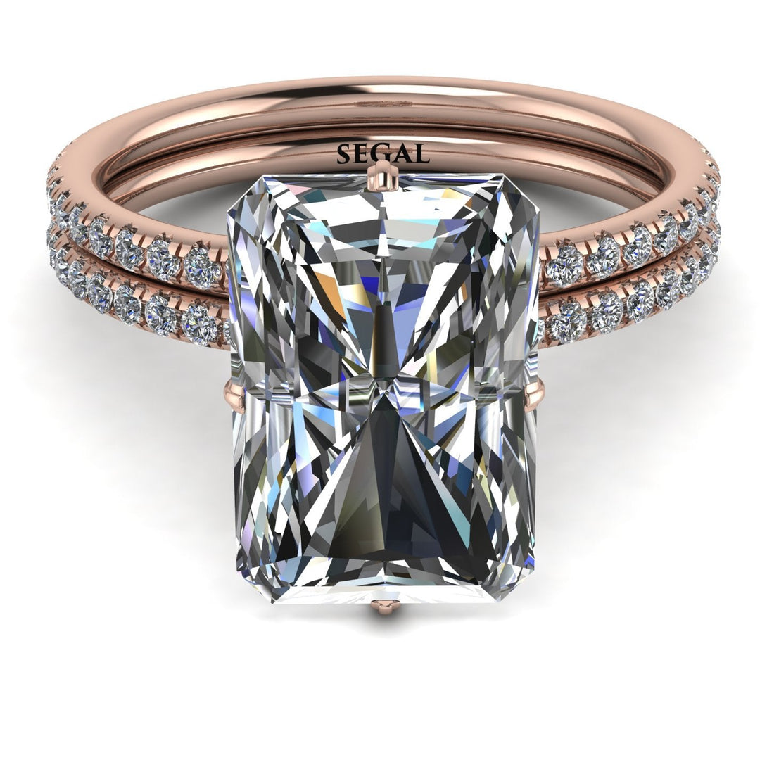 Hidden Halo Emerald Cut diamond Bridal Set - Vanessa No. 2