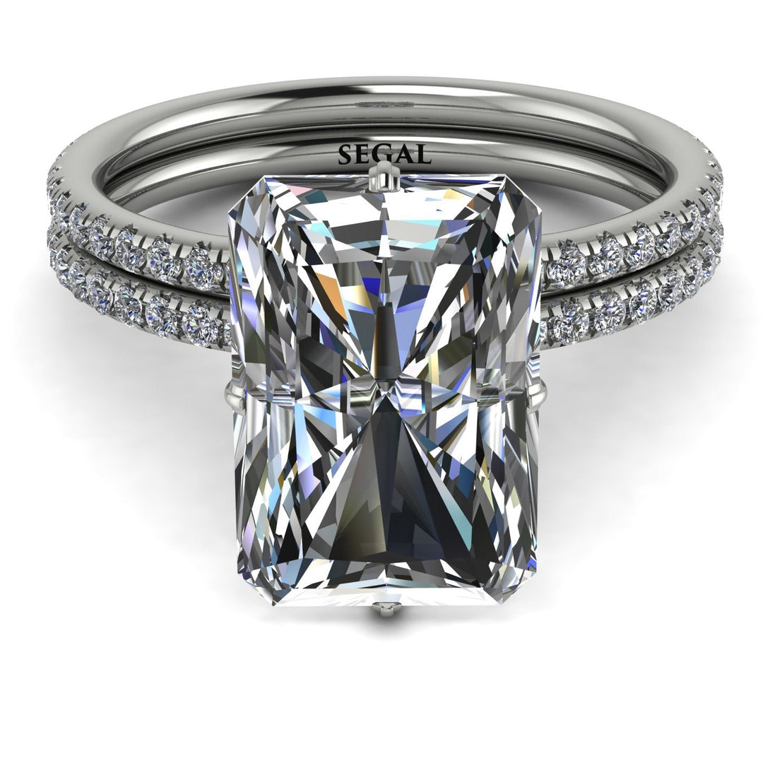 Hidden Halo Emerald Cut diamond Bridal Set - Vanessa No. 3