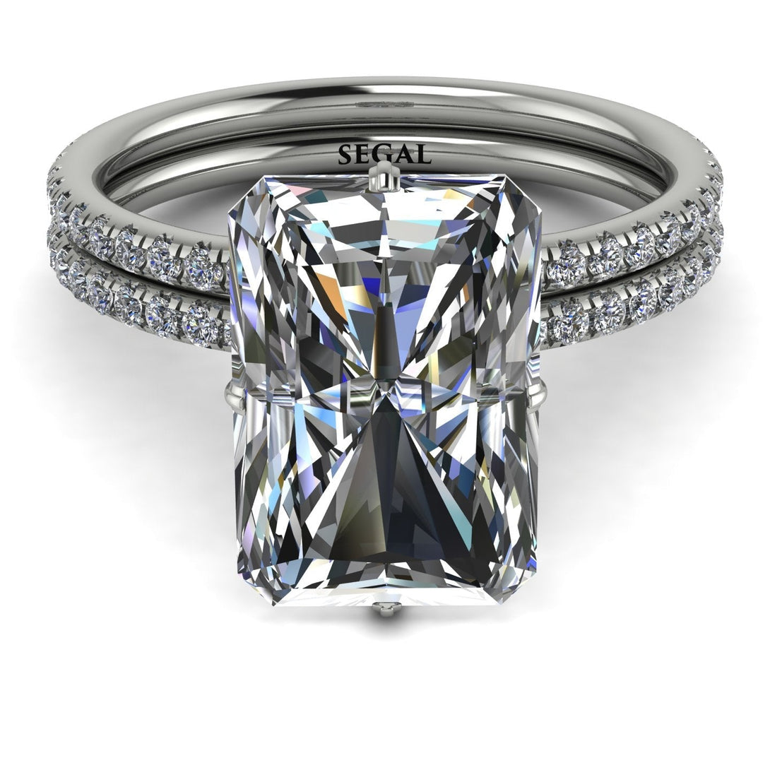 Wedding band for Hidden Halo Emerald Cut diamond Bridal Set - Vanessa No. 3