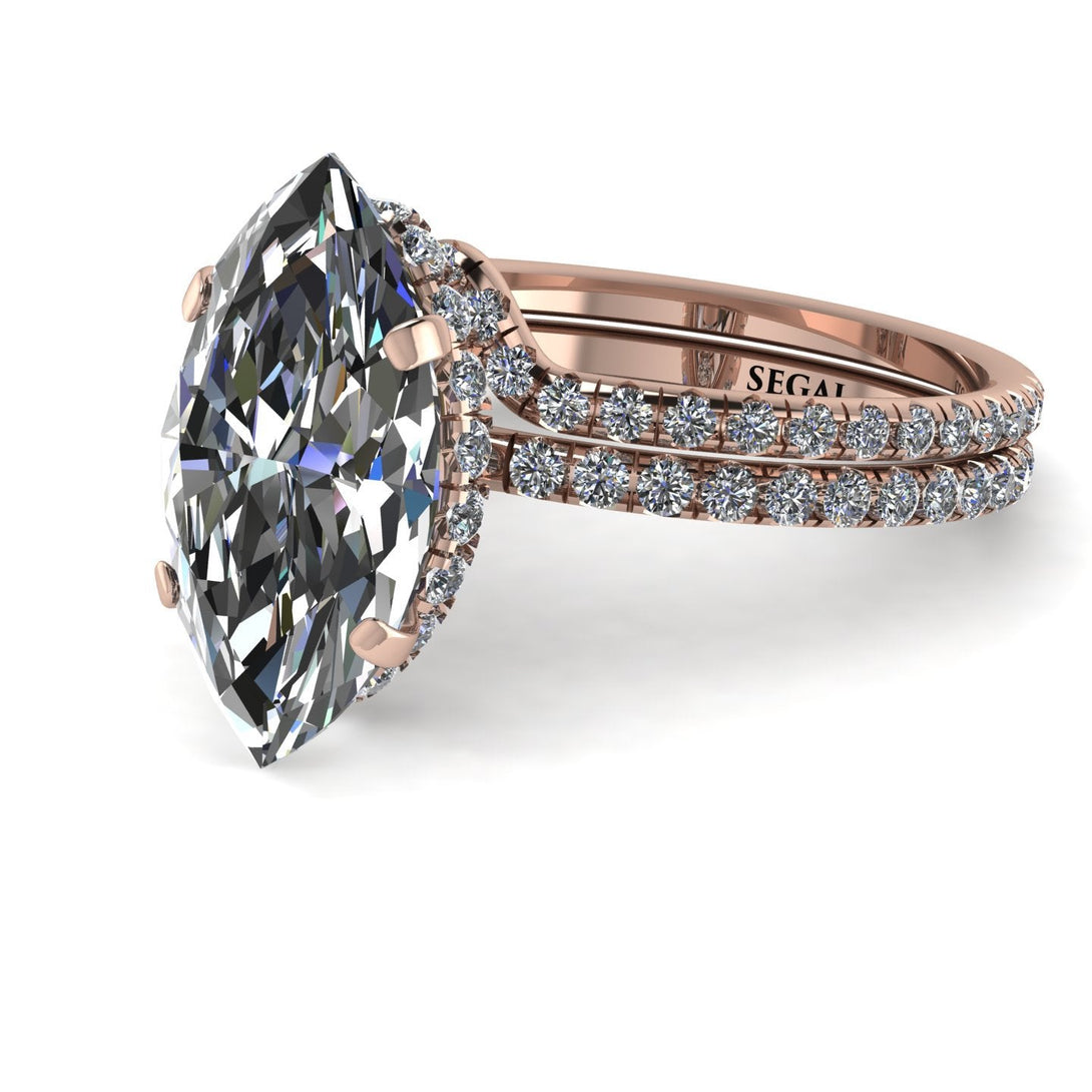 Hidden Halo Marquise diamond Bridal Set - Journey No. 2
