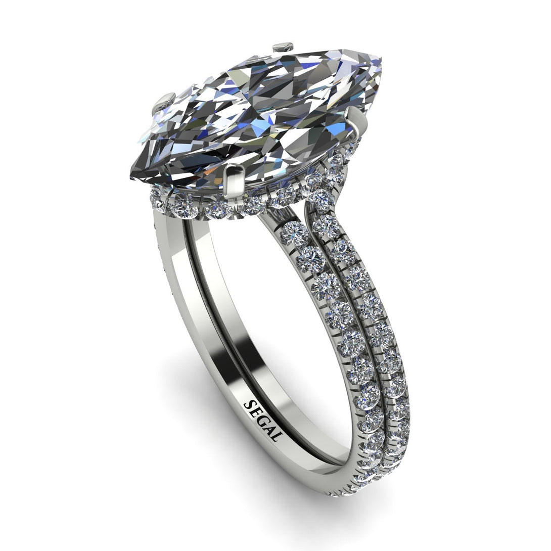 Hidden Halo Marquise diamond Bridal Set - Journey No. 3