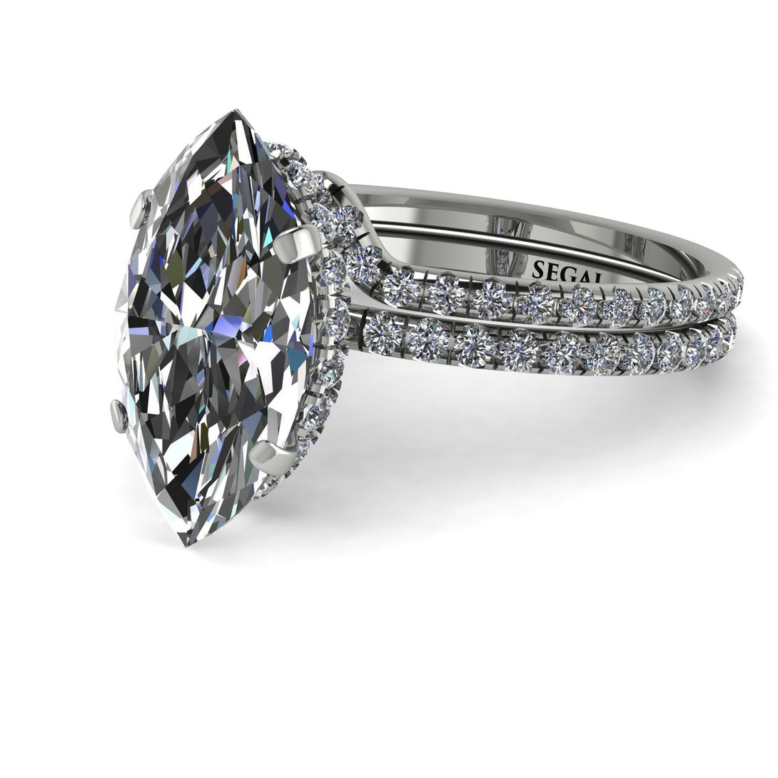 Hidden Halo Marquise diamond Bridal Set - Journey No. 3