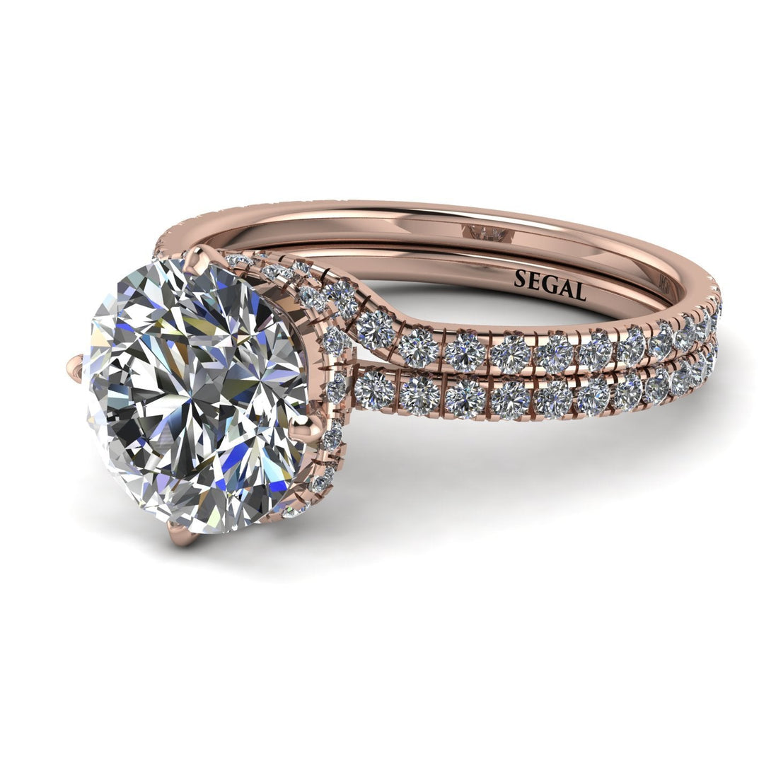 Double Hidden Halo diamond Bridal Set - Angelina No. 2