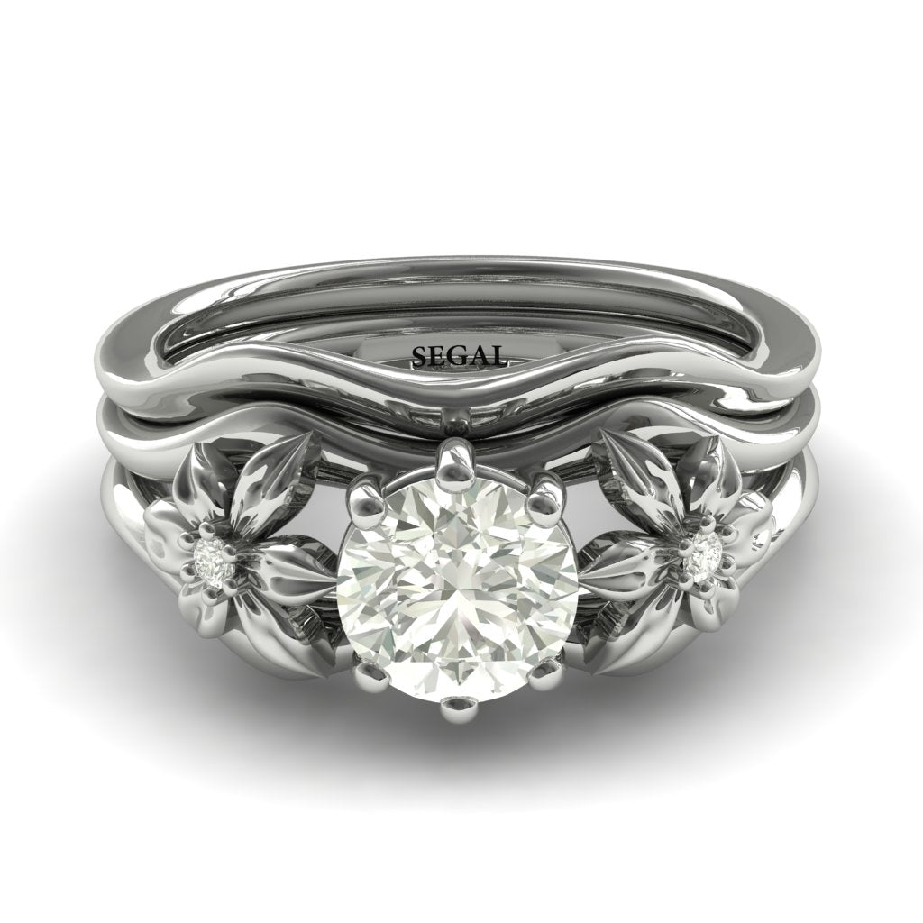 Two Seasons Bridal Set Flower Ring Diamond Ring- Bella no. 30