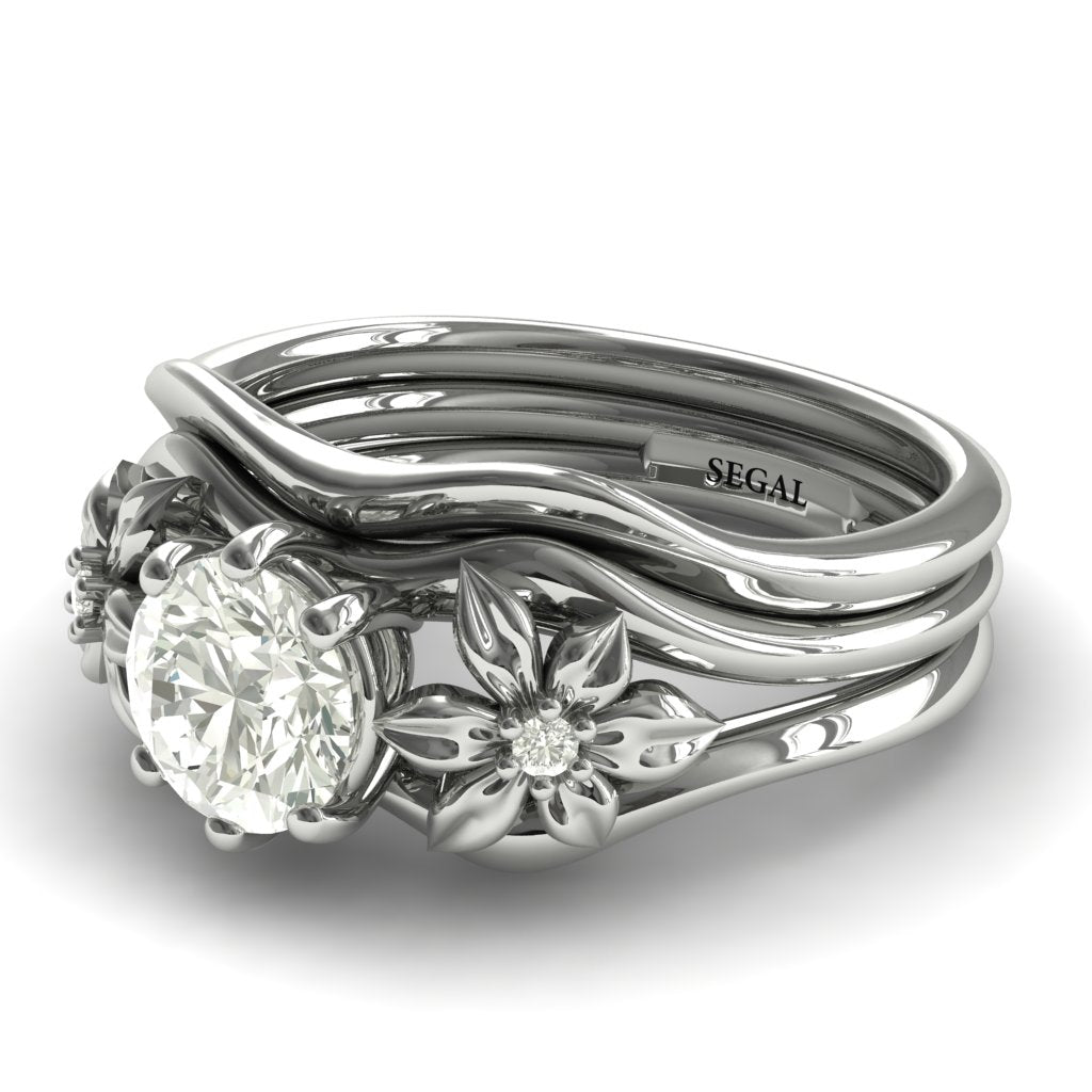 Two Seasons Bridal Set Flower Ring Diamond Ring- Bella no. 30