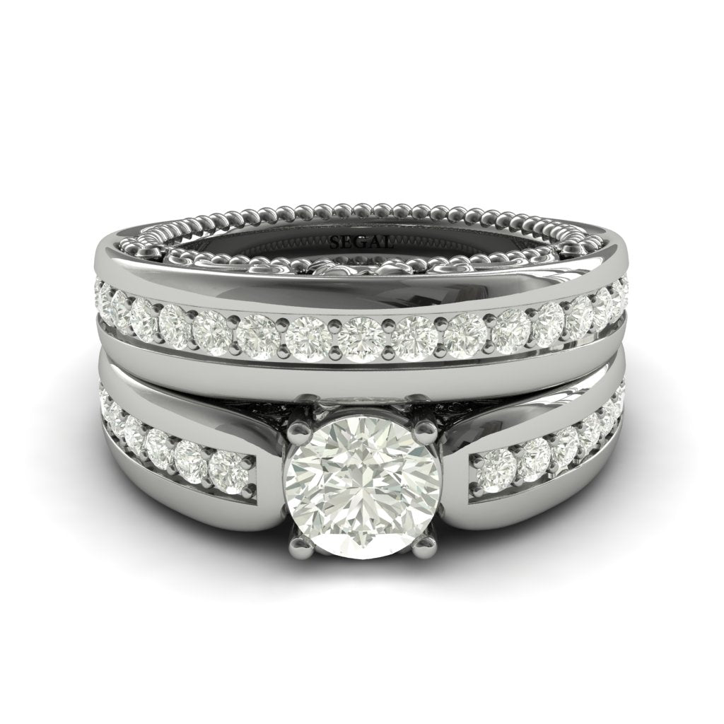 Stairway to Heaven Bridal Set Diamond Ring- Gabriella no. 3 - Wide Version