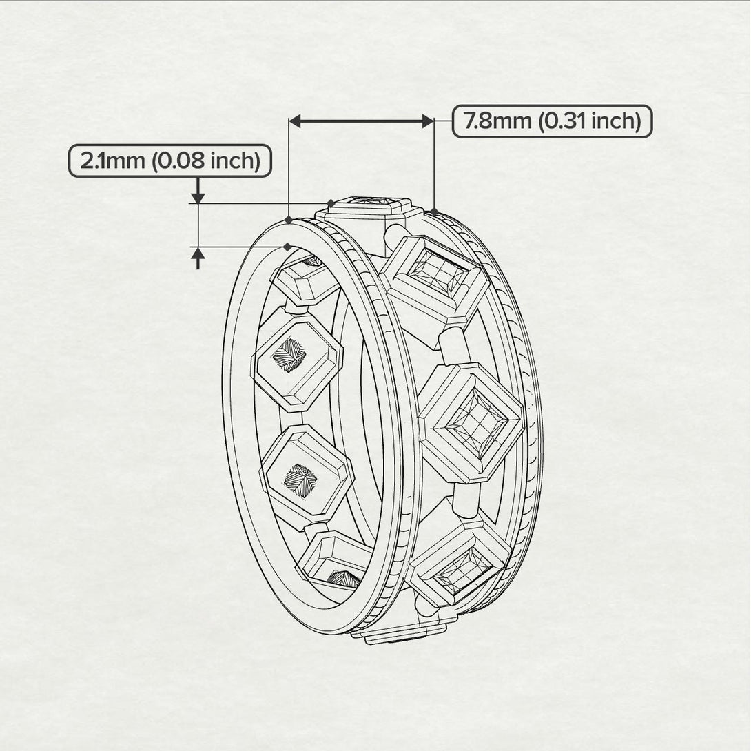 Glamorous Emerald Wedding Ring - Lucas No. 4